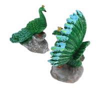 ORFOFE 2pcs Mini Resin Peacock Figurines Garden Ornaments for Micro Landscape Resin Material Suitable for Lawn Balcony and Decoration Unique Tiny Animal Models for Outdoor and Indoor Use