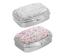 ORFOFE 2pcs Mini Rhinestone Pill Organizer Small Bling Medicine Case Compartments Portable Travel Holder for Purse Cute Daily Use Pill Box