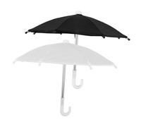 ORFOFE 2pcs Miniature Doll Umbrella Decoration Stylish Mini House Ornament Accessories for Dolls and Smooth Mini Parasol Models in White and Black