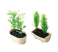 ORFOFE 2pcs Miniature Potted Plants Dollhouse Accessories Realistic Dollhouse Decors for Play Lifelike Green Bonsai Models with Smooth Surface and Design
