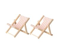 ORFOFE 2pcs Miniature Wooden Beach Chair Phone Stand Desk Holder Foldable Cell Phone Holder for Coastal Decor and Desktop Use