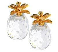 ORFOFE 2PCS Minimalist Crystal Pineapple Ornament Modern Decorative Figurines for Bedroom Living Dining Table Home Decor with Gold Metal Leaves