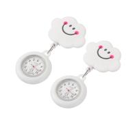 ORFOFE 2pcs Nurse Retractable Watch Silicone Cloud Shape Lovely Chic Design Odorless Convenient Pocket Watch for Professionals