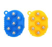 ORFOFE 2pcs Oval Body Massage Brush with 7 360-degree Rolling Balls for Deep Tissue Relief and Manual Lymphatic Massage, PVC and Steel Material, Suitable for Foot and Neck Use at Home