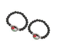 ORFOFE 2pcs Palestine Flag Themed Bracelet International Friendship Wristlet Bead Accessory for Men and Women for Casual and Formal Outfits