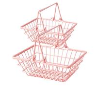 ORFOFE 2pcs Pink Shopping Basket Set Made of Iron Easy to Use and Store Decorative Shopping Basket with Stylish Simple Design for Kitchen Bathroom or Bedroom