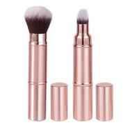 ORFOFE 2pcs Portable Double-ended Retractable Cosmetic Brushes with Cap, Compact Makeup Brush Set Featuring Comfortable Touch Man-made Fibers and Plastic, for Travel and Parties
