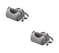 ORFOFE 2pcs Portable Hamster Carrier Bag Grey Round Travel Pet Storage for Outdoor Adventures Comfortable and Design Straps for Easy Carrying