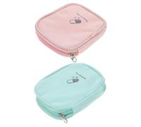 ORFOFE 2pcs Portable Medicine Travel Bag Capacity Lightweight Household Pouch with Smooth Zipper for Camping Hiking Outdoor Use Wear-Resistant Medication Organizer in Light Green and Pink