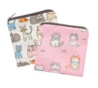 ORFOFE 2Pcs Portable Small Tampon Organizer Bag for Women Cartoon Sanitary Napkin Pouch with Cute Cat Design Period Pad Storage for Travel and Everyday Use