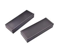 ORFOFE 2pcs PU Leather Pen Box Portable Stationery Holder with Surface Easy Open Close Fashion Gift for Business Partners and Friends Black