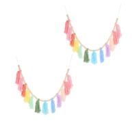 ORFOFE 2pcs Rainbow Wall Garland Wall Rainbow Decoration Beads Hanging Boho Decoration Pastel Garland Colorful Hanging Boho Tassel