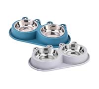 ORFOFE 2pcs Raised Stainless Steel Dog Water Dish with Non-slip Base Cat Food and Water Bowl Grey Stable Ant- Frog-shaped Pet Feeder for Puppies and Cats