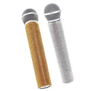 ORFOFE 2pcs Realistic Simulation Microphone Toys for Boy Girl Bling Rhinestones Pretend Mic Props for Speech Practice Performances and Media Interviews Safe and Design