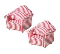 ORFOFE 2pcs Scale Red and White Striped Single Seat Furniture for Dollhouse Accessories