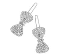 ORFOFE 2pcs Silver Bow Hair Clips Sparkly Alloy Barrettes Decorative Side Hairpins for Women Teens Daily Wear