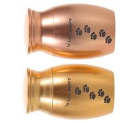 ORFOFE 2pcs Small Metal Pet Keepsake Urns with Paw Print Puppy Ashes Cremation Urns for Dog and Cat Memorial Compact Storage Boxes for Hair Tooth Compartments Elegant Home Tribute