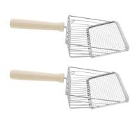 ORFOFE 2pcs Stainless Steel Cat Litter Scoop with Hanging Hook Ergonomic Cleaning Shovel for Small Pets Mesh Design for Fast Sifting Compatible with Clumping Clay and Tofu Litter Easy