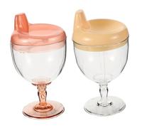 ORFOFE 2pcs Versatile Milk Training Cups for Boy Girl Plastic Drinking Cups with Ergonomic Design Spill Resistant Juice and Water Beakers
