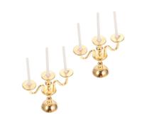ORFOFE 2pcs Vintage Mini Candle Holders Retro Style Miniature Candle Lamp Decor for Mini House Layouts Small Decorative Home Ornaments Creating Romantic Warm Atmosphere