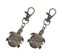 ORFOFE 2pcs Vintage Style Quartz Pocket Watch Keychain with Cute Turtle Design Antique Flip Turtle Key Buckle for Classic Retro Decorative Accessory Gift
