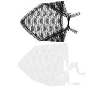 ORFOFE 2pcs Women's Mesh Lace Skirt Wrap Set, Hollow Out Lace Half Skirts Tie Side Wrap, Lightweight Sheer Mesh Cover Ups for Beachwear and Summer Casual, White and Black