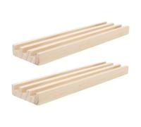 ORFOFE 2pcs Wooden Domino Trays Pine Wood Holder Gaming Rack for Mexican Train Dominoes and Mahjong Tiles Organizer Portable Non-slip Desktop Stand