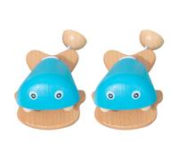 ORFOFE 2Pcs Wooden Fish Shape Flapper Castanet Musical Instrument Educational Colorful Early Learning for Boys and Development