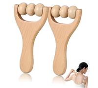 ORFOFE 2Pcs Wooden Foot Massager Roller Ergonomic Portable Multi-Function Massage Tools for Neck Shoulder Back Relief and Plantar and Compact for Home and Travel Use