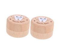 ORFOFE 2pcs Wooden Tooth Holder Box for Boys and Childsafe Keepsake Storage for Lost Hair Locks and Small Jewelry with Sealed Modern Minimalist Design