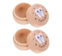 ORFOFE 2pcs Wooden Tooth Keepsake Box Childsafe Round Storage Organizer for Lost Teeth Modern Minimalist Design Keepsake Holder for Boys and Nursery Memories