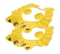 ORFOFE 2pcs Yellow Kids Shower Caps with Ear Protection, Eva Waterproof Bathing Shampoo Shield to Prevent Scratching Baby's Head for Comfortable Bath Time