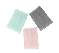 ORFOFE 3 pcs Washcloths Muslin Cotton Burp Cloths for Newborns Sensitive Skin Multi-use Drool Wipes Soft Towels with Three Colors for Boy Girl