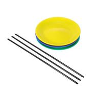 ORFOFE 3 Set Spinning Plates Set with Sticks for Juggling Skill and Circus Tricks Lightweight Portable Plastic Rotating Discs for Balancing Performances and Magician Props