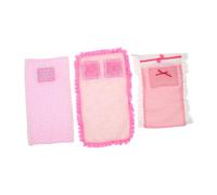 ORFOFE 3 Sets Scale Dollhouse Bedding Set with Blanket and Pillow Miniature Bedroom Accessories Girly Bedding for Realistic Dollhouse Furniture Collection