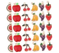 ORFOFE 30pcs Fruit Charms DIY Jewelry Making Alloy Pendants with Hanging for Earrings Necklaces Bracelets Keychains Cute Vintage Style Accessories for Crafting Gifts