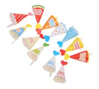 ORFOFE 36pcs Mini Birthday Hats Cake Toppers Cone Decorations for and Desserts Party Supplies Shower DIY Sweet Cone Picks in Polka Dot Orange Red Green Blue Star Patterns