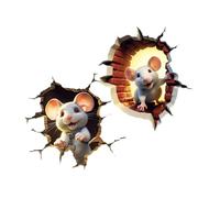 ORFOFE 3D Removable Mouse Hole Wall Decals for Room and Living Room Cartoon Animal Wall Stickers Set 15x15cm Nursery and Bedroom Peel and Stick Decorative