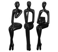 ORFOFE 3pcs Abstract Sitting Thinker Statue Modern Resin Figurines for Living Bookshelf Desk Decor Harmonious Artistic Shelf Ornaments Enhancing Home Calmness and Style