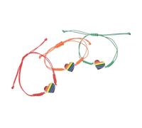 ORFOFE 3pcs Adjustable Rainbow Woven Pride Bracelets Handmade Braided Heart Friendship Wristbands for Lgbtq Equality Symbolic Jewelry Accessories