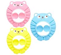ORFOFE 3pcs Baby Shampoo Hat Eva Bathing Cap for Boys and Girls Cartoon Shower Cap Ear Protection Pink Yellow Blue, Toddler Hair Wash Safety Bath Accessory