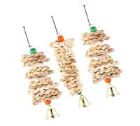 ORFOFE 3Pcs Bite Resisting Bird with Natural Cuttlebone and Woven Straw for Parakeet Cage Hanging Chewing Safe Durable Parrot Supply for All Birds Random Color