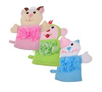 ORFOFE 3pcs Cartoon Bath Gloves for Toddlers Bathing Accessories for Kids Newborn to Infant Bathing Foaming Mittens Set
