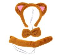 ORFOFE 3pcs Cat Ears Headband Bow Tie Tail Set Lightweight Plush Plastic Costume Accessories for Wedding Party Halloween Cosplay Makeup Hair