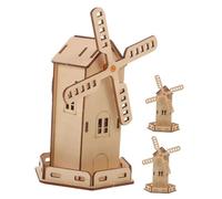 ORFOFE 3pcs DIY Solar Powered Windmill Model Kit for Educational Stem Craft Building with Wooden House Construction Group Science Project for Learning and Renewable Energy Concepts