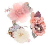 ORFOFE 3pcs Faux Pearl Flower Hair Clips for Girls Cute Floral Barrettes for Birthdays Showers and Festivals Bright Colors for Boys and Girls Hair Decorations