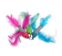 ORFOFE 3Pcs Fish-shaped Cat Teasing Stick Replacement Heads Plush Kitten Plaything Interactive for Indoor Cats Exercise and Curiosity Satisfaction