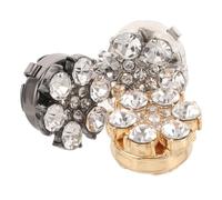 ORFOFE 3pcs Floral Cufflinks with Rhinestones Classic Shirt Sleeve Buttons for Men and Women Secure Fastening Versatile Vintage Brooch Pins in Gold Silver and Gunmetal