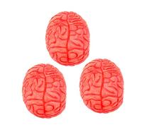 ORFOFE 3pcs Halloween Human Brains Prop Realistic Vinyl Organ Model for Teaching Simulated Brains Decor for Haunted House and Desktop Display