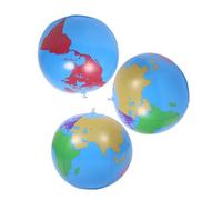 ORFOFE 3pcs Inflatable Globe Beach Balls PVC Air Filled Floating Globes for Pool Party Summer Fun Outdoor Play and Educational Teamwork Activities